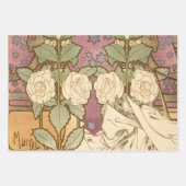 Alphonse Mucha Art Nouveau Floral Detail Inpakpapier Vel (Voorkant 2)