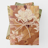 Alphonse Mucha Art Nouveau Floral Detail Inpakpapier Vel (In situ)
