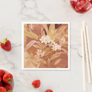 Alphonse Mucha Art Nouveau Floral Detail Servet