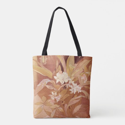 Alphonse Mucha Art Nouveau Floral Detail Tote Bag (Achterkant)