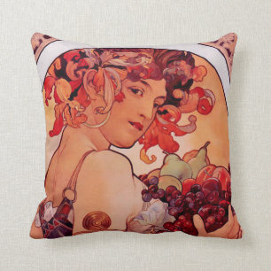 Alphonse Mucha, Art nouveau, , fruit Kussen