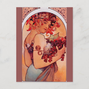 Alphonse Mucha, Art nouveau, , fruit, reproduct Briefkaart