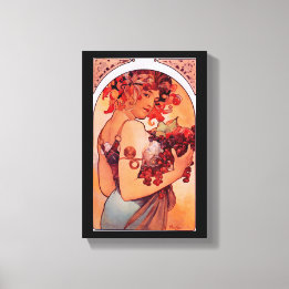 Alphonse Mucha, Art nouveau, , fruit, reproduct Canvas Afdruk