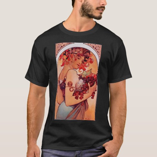 Alphonse Mucha, Art nouveau, , fruit, reproduct T-shirt (Voorkant)