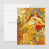 Alphonse Mucha Art Nouveau Herfst Briefkaart (Voorkant / Achterkant)