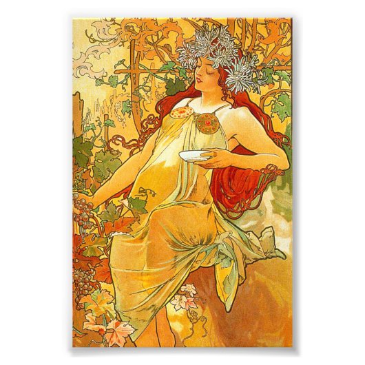 Alphonse Mucha Art Nouveau Herfst Foto Afdruk (Voorkant)