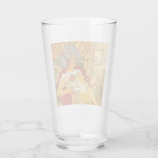 Alphonse Mucha Art Nouveau Herfst Glas (Achterkant)