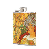 Alphonse Mucha Art Nouveau Herfst Heupfles (Links)
