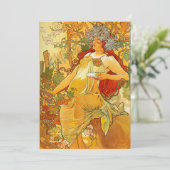 Alphonse Mucha Art Nouveau Herfst Kaart (Staand voorkant)