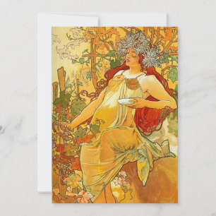 Alphonse Mucha Art Nouveau Herfst Kaart