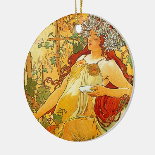 Alphonse Mucha Art Nouveau Herfst Keramisch Ornament (Links)