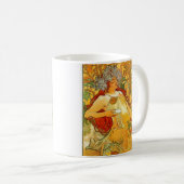 Alphonse Mucha Art Nouveau Herfst Koffiemok (Voorkant rechts)