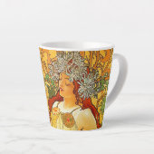 Alphonse Mucha Art Nouveau Herfst Latte Mok (Rechterhoek)