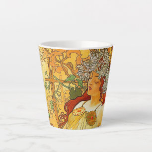 Alphonse Mucha Art Nouveau Herfst Latte Mok