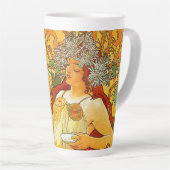 Alphonse Mucha Art Nouveau Herfst Latte Mok (Rechterhoek)