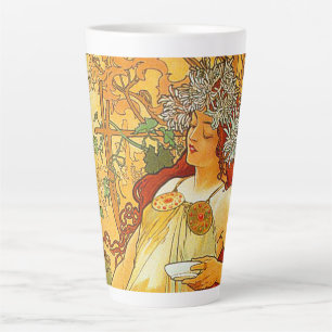 Alphonse Mucha Art Nouveau Herfst Latte Mok