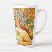 Alphonse Mucha Art Nouveau Herfst Latte Mok (Rechts)