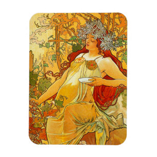 Alphonse Mucha Art Nouveau Herfst Magneet