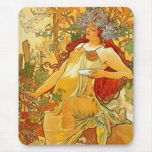 Alphonse Mucha Art Nouveau Herfst Muismat (Voorkant)