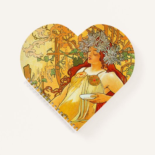 Alphonse Mucha Art Nouveau Herfst Notitieboek (Voorkant)