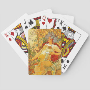 Alphonse Mucha Art Nouveau Herfst Pokerkaarten