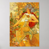 Alphonse Mucha Art Nouveau Herfst Poster (Voorkant)