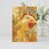 Alphonse Mucha Art Nouveau Herfst RSVP Kaartje (Staand voorkant)