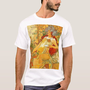 Alphonse Mucha Art Nouveau Herfst T-shirt