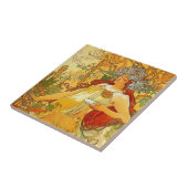 Alphonse Mucha Art Nouveau Herfst Tegeltje (Zijkant)