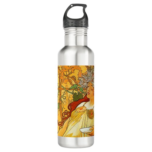 Alphonse Mucha Art Nouveau Herfst Waterfles (Voorkant)