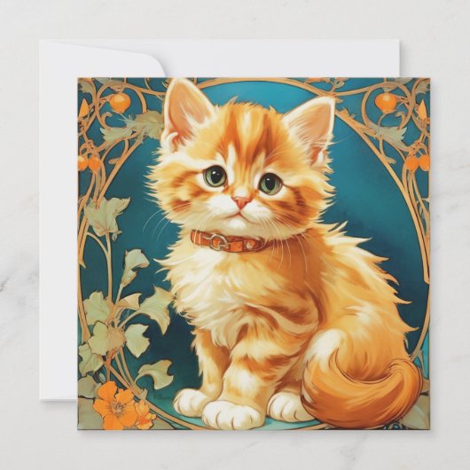 Alphonse Mucha Art Nouveau Kat Kaart (Voorkant)