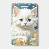 Alphonse Mucha Art Nouveau Kitten Badge (Achterkant)