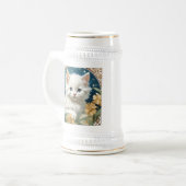 Alphonse Mucha Art Nouveau Kitten Bierpul (Voorkant links)