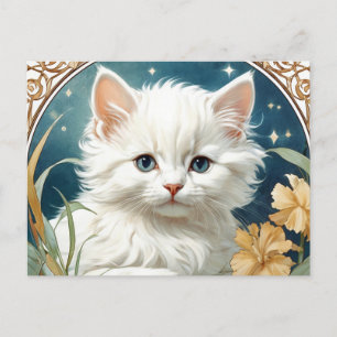 Alphonse Mucha Art Nouveau Kitten Briefkaart