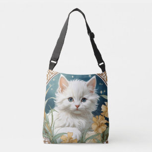 Alphonse Mucha Art Nouveau Kitten Crossbody Tas