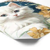 Alphonse Mucha Art Nouveau Kitten Foto Afdruk (Hoek)