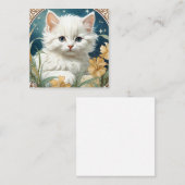 Alphonse Mucha Art Nouveau Kitten Informatiekaartje (Voorkant / Achterkant)