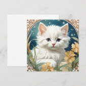 Alphonse Mucha Art Nouveau Kitten Kaart (Voorkant / Achterkant)