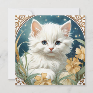 Alphonse Mucha Art Nouveau Kitten Kaart