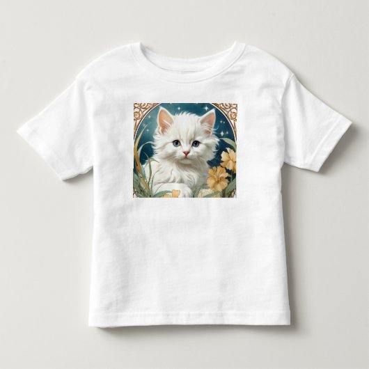 Alphonse Mucha Art Nouveau Kitten Kinder Shirts (Voorkant)