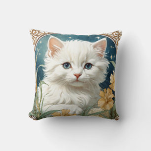 Alphonse Mucha Art Nouveau Kitten Kussen