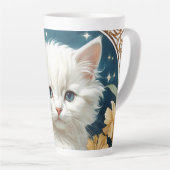 Alphonse Mucha Art Nouveau Kitten Latte Mok (Rechterhoek)
