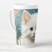 Alphonse Mucha Art Nouveau Kitten Latte Mok (Linkerhoek)