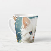 Alphonse Mucha Art Nouveau Kitten Latte Mok (Linkerhoek)