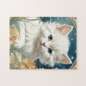 Alphonse Mucha Art Nouveau Kitten Legpuzzel (Horizontaal)
