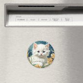 Alphonse Mucha Art Nouveau Kitten Magneet (Insitu (Vaatwasser))