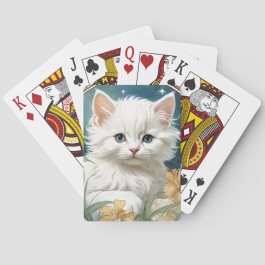 Alphonse Mucha Art Nouveau Kitten Pokerkaarten (Achterkant)