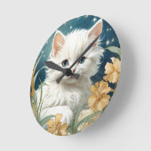 Alphonse Mucha Art Nouveau Kitten Ronde Klok (Hoek)
