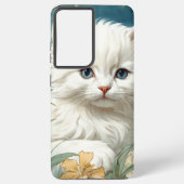 Alphonse Mucha Art Nouveau Kitten Samsung Galaxy Hoesje (Achterkant)