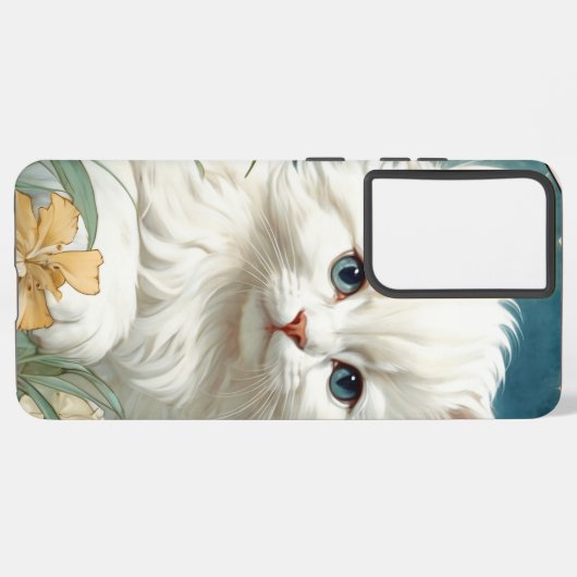 Alphonse Mucha Art Nouveau Kitten Samsung Galaxy Hoesje (Linkerkant)